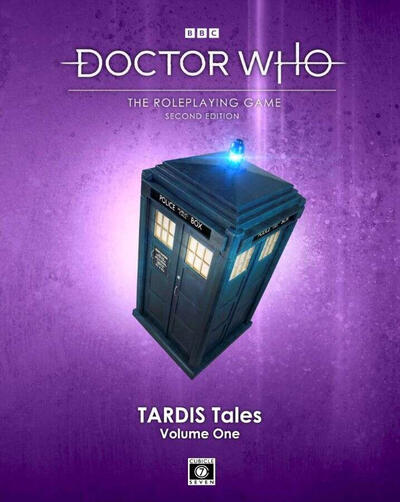 Doctor Who: Tardis Tales, volume one Against a vibrant purple background, the flying TARDIS.